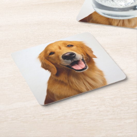 Golden Retriever Smile Kartonnen Onderzetters (Schuin)