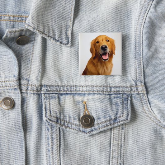 Golden Retriever Smile Vierkante Button 5,1 Cm (In situ)
