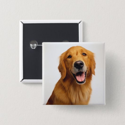 Golden Retriever Smile Vierkante Button 5,1 Cm (Voorkant /achterkant)