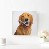 Golden Retriever Smile Vierkante Klok (Huis)