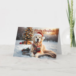Golden Retriever Sneeuwende Kerst Kaart