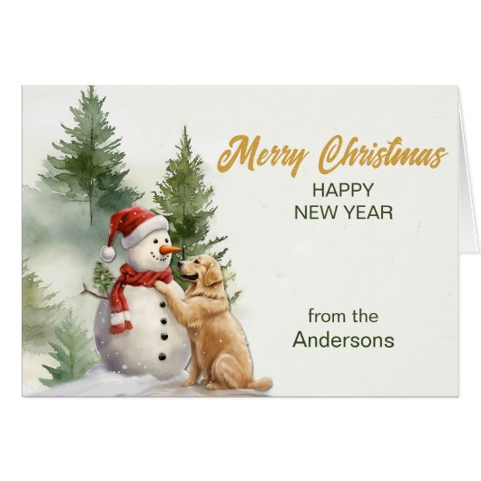 Golden Retriever Sneeuwman Vriend Kerstmis (Voorkant Horizontaal)