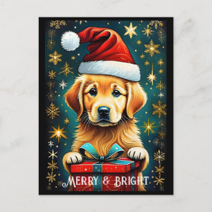 Golden Retriever Sneeuwvlokken Santa Dog Vakantie Briefkaart