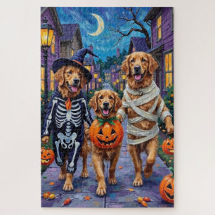 Golden Retriever Snoep vragen met Halloween Legpuzzel
