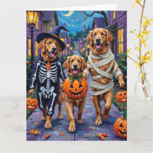 Golden Retriever Snoep vragen tijdens Halloween Kaart