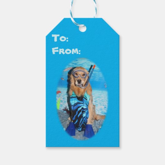 Golden Retriever Snorkeler Cadeaulabel (Voorkant)