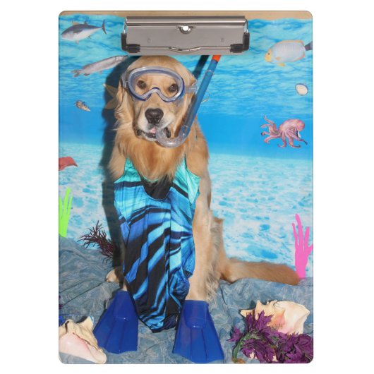 Golden Retriever Snorkeler Klembord (Voorkant)