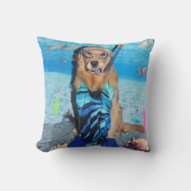 Golden Retriever Snorkeler Kussen (Voorkant)