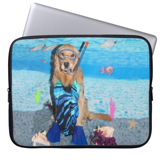 Golden Retriever Snorkeler Laptop Sleeve (Voorkant)