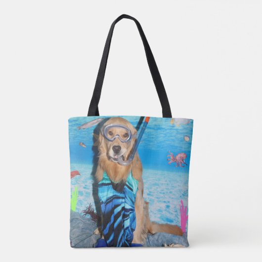Golden Retriever Snorkeler Tote Bag (Achterkant)
