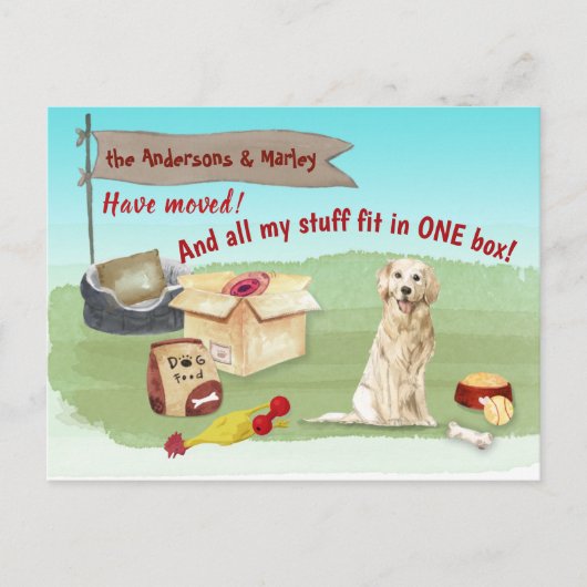 Golden Retriever speelt ons nieuwe thuis Briefkaart (Voorkant)