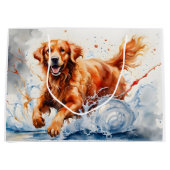 Golden Retriever Splash Art Waterverf Groot Cadeauzakje (Voorkant)