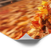 Golden Retriever springen in bladstapel Poster (Hoek)