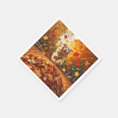 Golden Retriever springen in bladstapel Servet (Hoek)