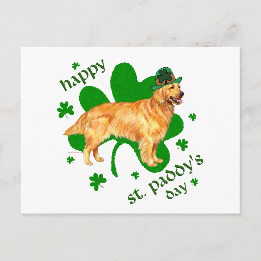 Golden Retriever St. Paddy's Day Briefkaart (Voorkant)