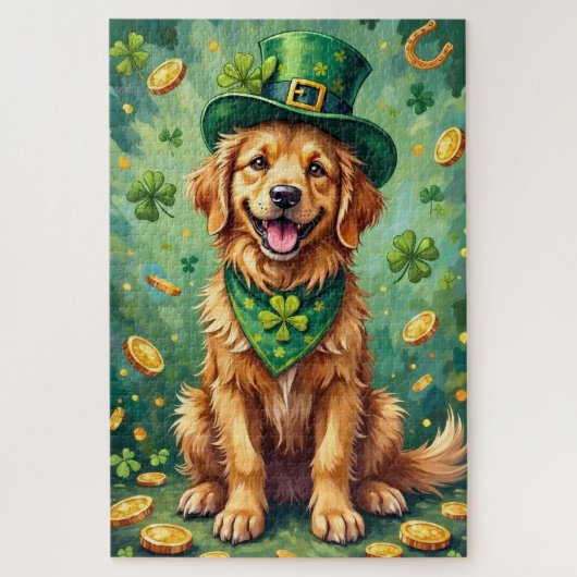 Golden Retriever St Patrick’s Day Lucky Dog Legpuzzel (Verticaal)