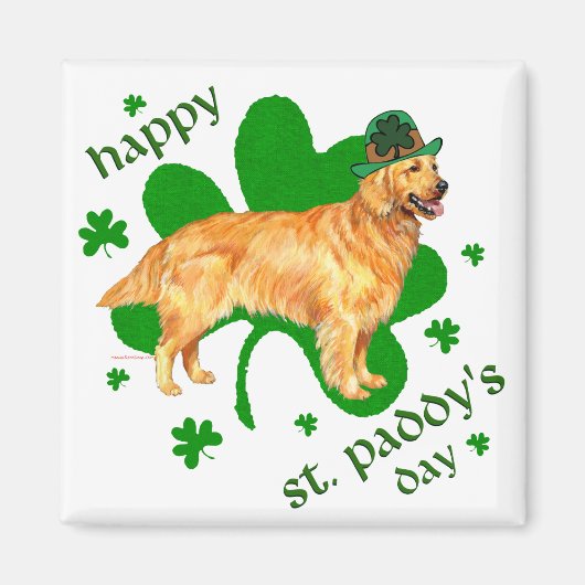 Golden Retriever St. Patrick's Dag Magneet (Voorkant)
