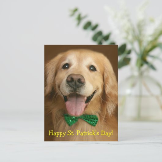 Golden Retriever St. Patrick's Day Briefkaart (Staand voorkant)