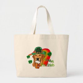Golden Retriever St Patricks Day Grote Tote Bag
