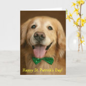 Golden Retriever St. Patrick's Day Kaart (Gele Bloem)