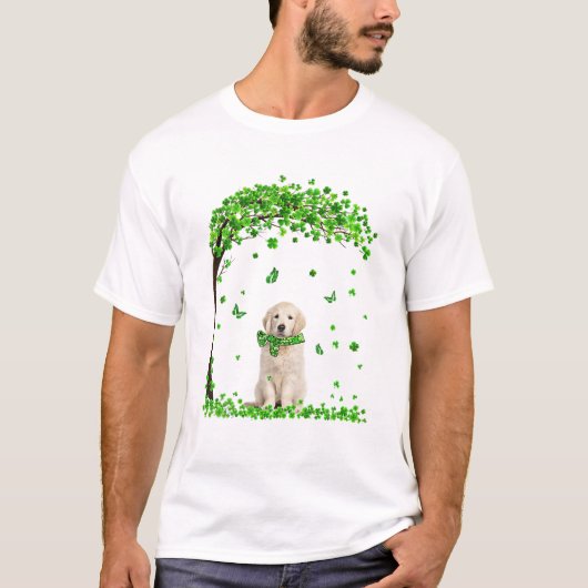 Golden Retriever St Patricks Day Lover Irish Shamr T-shirt (Voorkant)