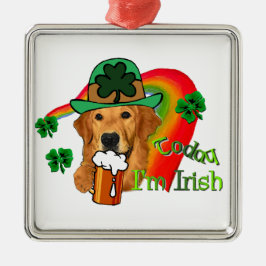 Golden Retriever St. Patrick's Day Metalen Ornament