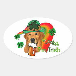 Golden Retriever St Patricks Day Ovale Sticker