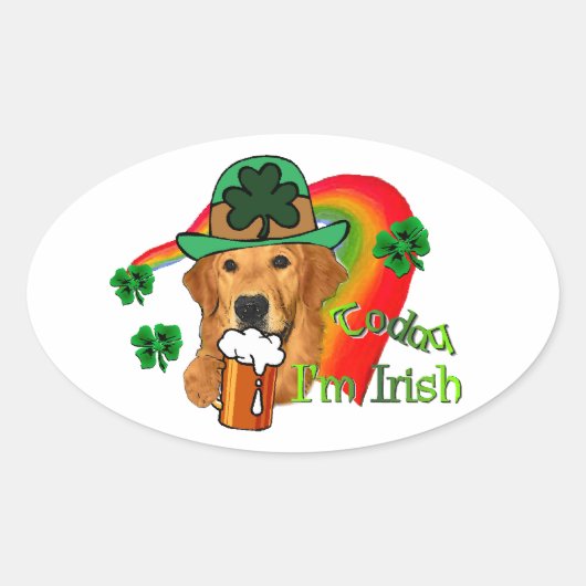Golden Retriever St Patricks Day Ovale Sticker (Voorkant)