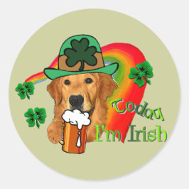 Golden Retriever St. Patrick's Day Ronde Sticker