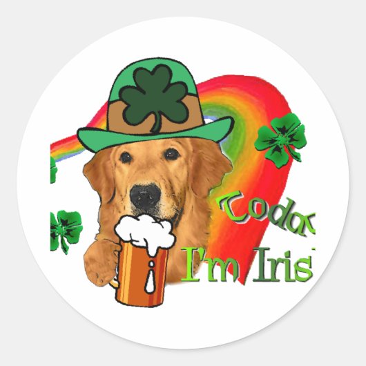 Golden Retriever St Patricks Day Ronde Sticker (Voorkant)