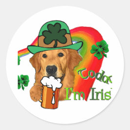 Golden Retriever St Patricks Day Ronde Sticker