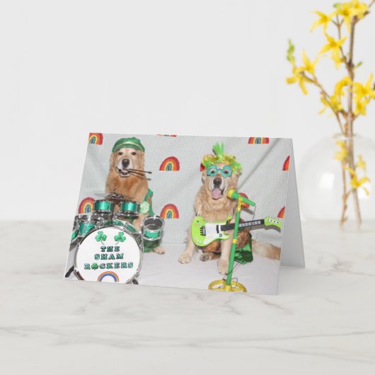 Golden Retriever St. Patrick's Day Shamrockers Kaart (Gele Bloem)