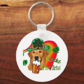 Golden Retriever St Patricks Day Sleutelhanger (Voorkant)