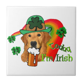 Golden Retriever St Patricks Day Tegeltje