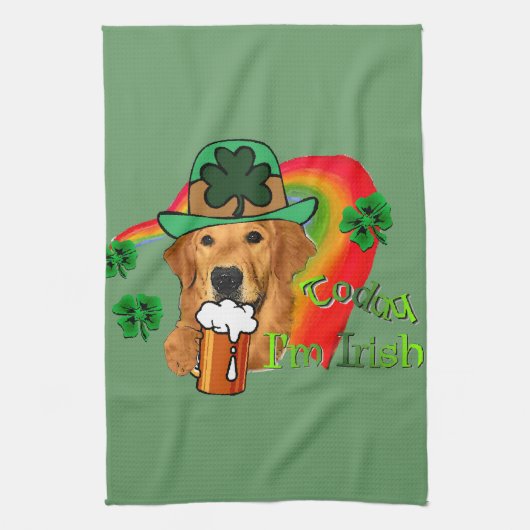 Golden Retriever St. Patrick's Day Theedoek (Verticaal)