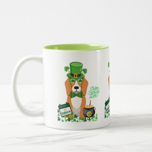 Golden Retriever St Patricks Day Tweekleurige Koffiemok (Links)