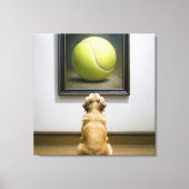 Golden Retriever Staren naar een Tennis Ball Schil Canvas Afdruk (Voorkant)