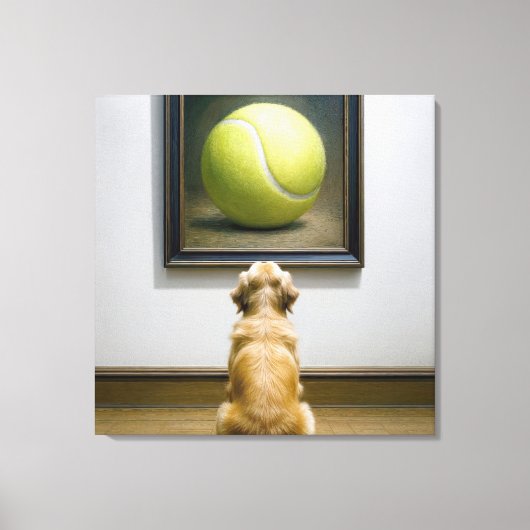 Golden Retriever Staren naar een Tennis Ball Schil Canvas Afdruk (Voorkant)