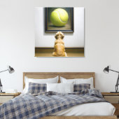 Golden Retriever Staren naar een Tennis Ball Schil Canvas Afdruk (Insitu (Slaapkamer))