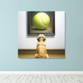 Golden Retriever Staren naar een Tennis Ball Schil Canvas Afdruk (Insitu (Houten vloer))