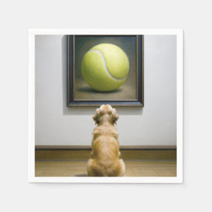 Golden Retriever Staren naar Tennis Ball Art Piece Servet