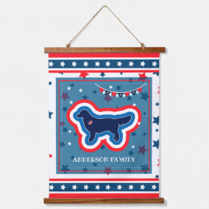 Golden Retriever Sterren Rood Wit En Blauw 4 juli Hangend Wandkleed