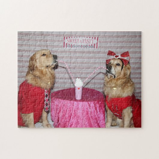 Golden Retriever Strawberry Milkshake Legpuzzel (Horizontaal)