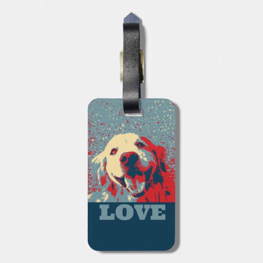 Golden Retriever Stylized Love Bagagelabel (Achterkant verticaal)