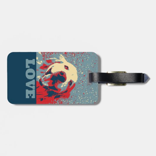 Golden Retriever Stylized Love Bagagelabel (Achterkant horizontaal)