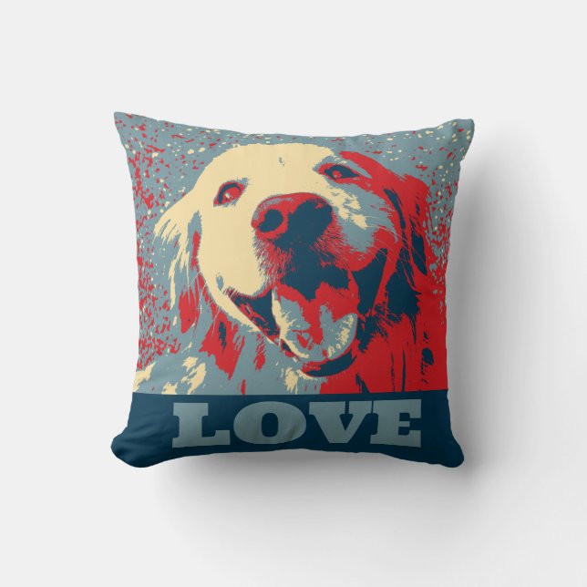Golden Retriever Stylized Love Kussen (Voorkant)