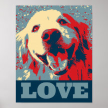 Golden Retriever Stylized Love Poster