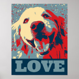 Golden Retriever Stylized Love Poster
