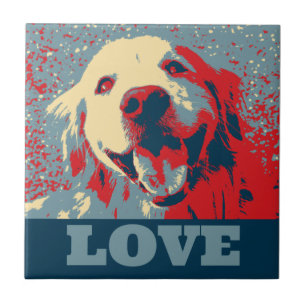 Golden Retriever Stylized Love Tegeltje
