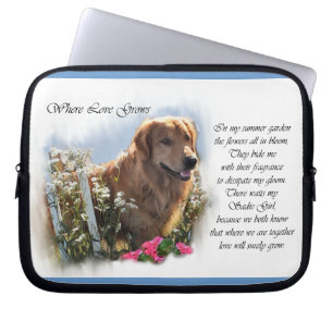 Golden Retriever Summer Garden Laptop Sleeve